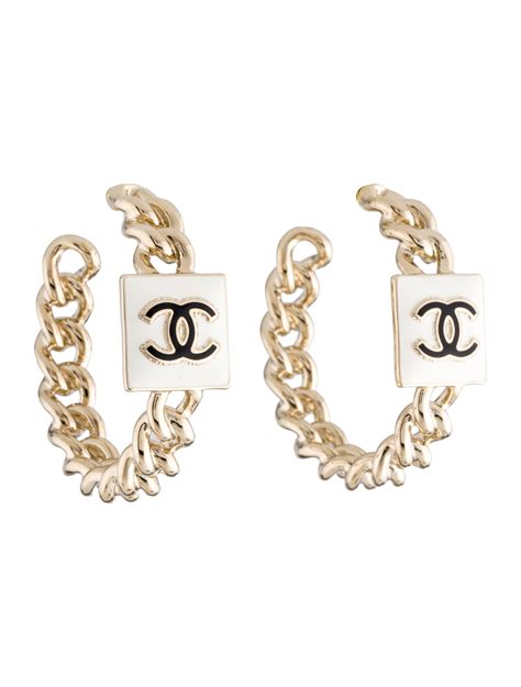 chanel chain hoop earrings|chanel hoop earrings price.